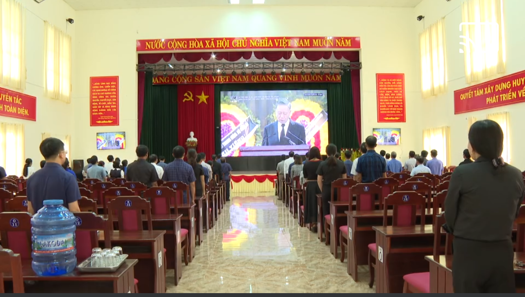 Đảng bộ Chính quyền Đảng viên và Nhân dân huyện Lắk tham dự trực tuyến Lễ truy điệu và Lễ an táng Tổng Bí thư Nguyễn Phú Trọng